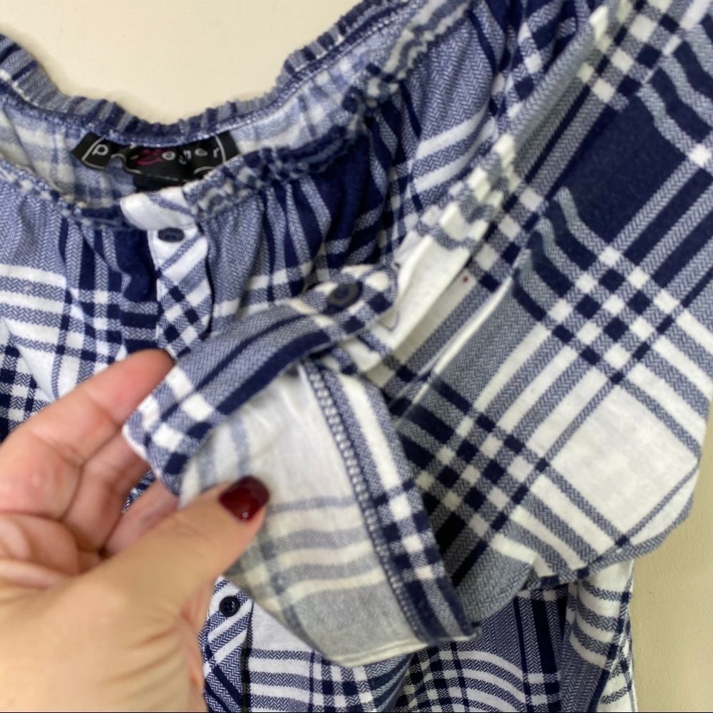 Off Shoulder Blue plaid shirt size 2X - Picture 4 of 7